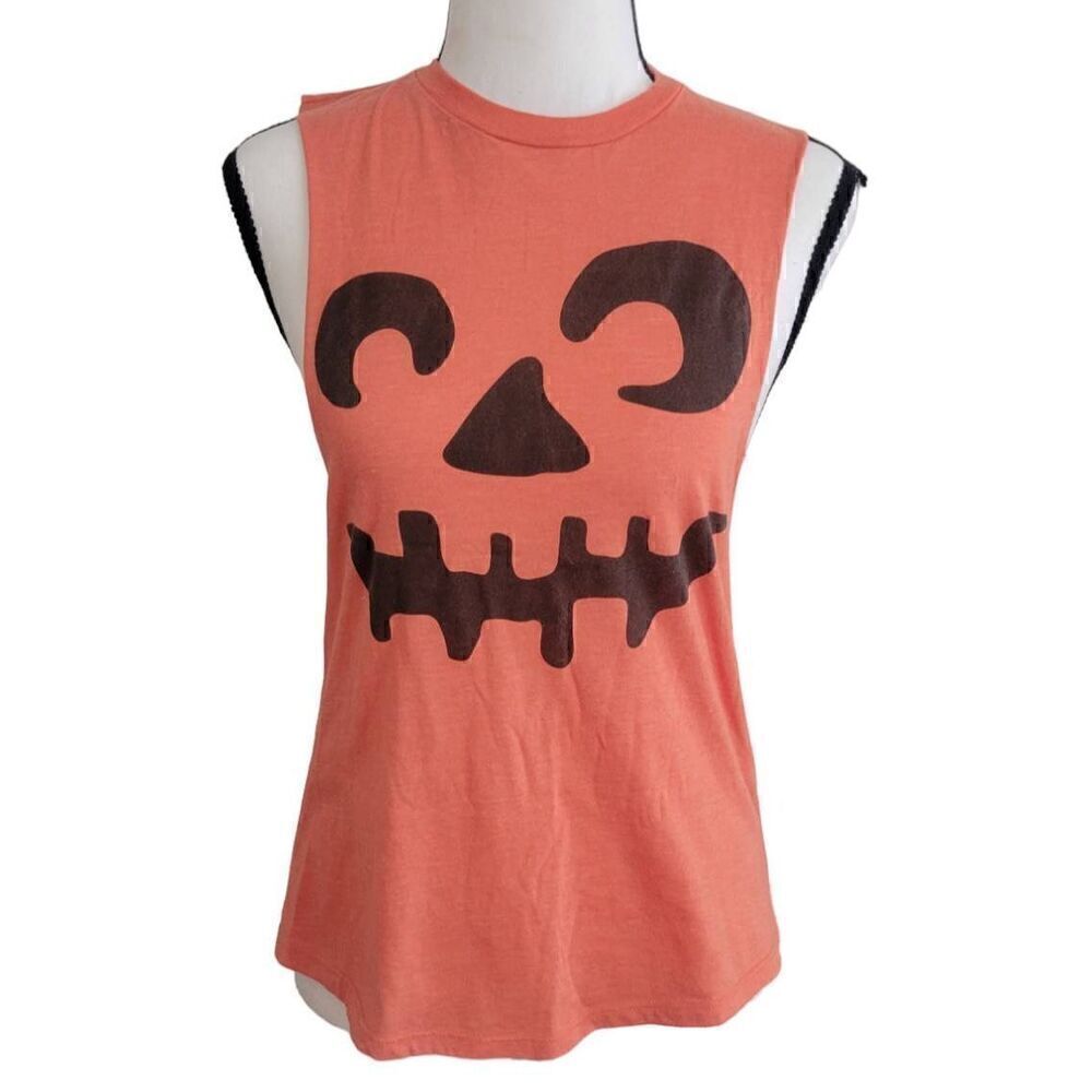 Corner Shop Jack-o-lantern Scarecrow Face Lightweight Tank Sz XS